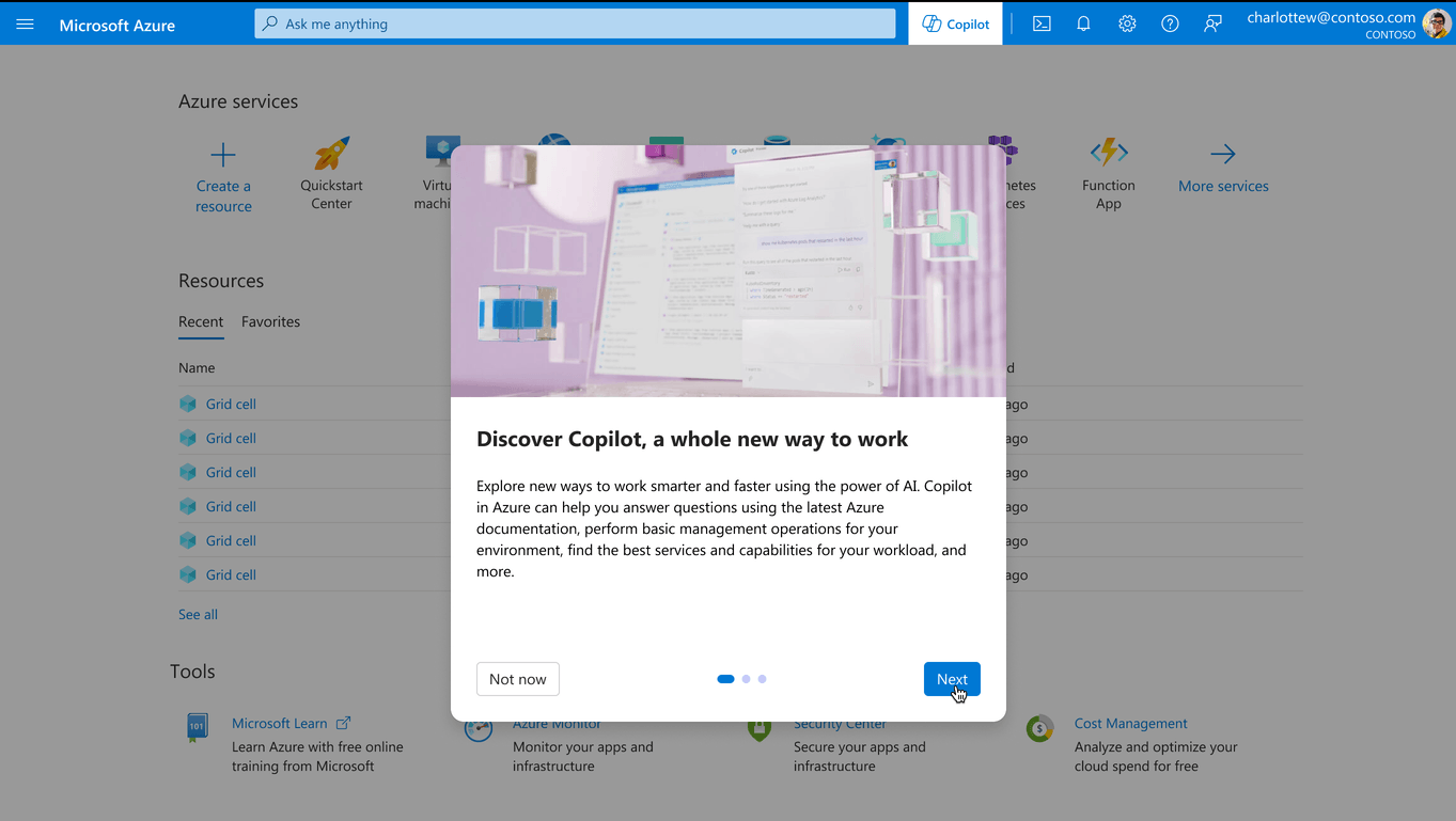 Azure Copilot walkthrough dialog